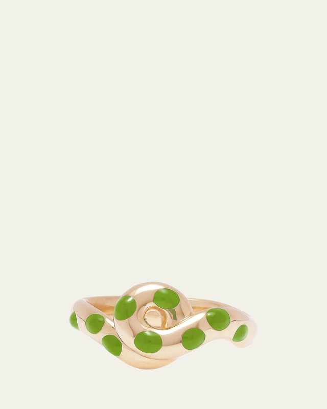 9K Gold Chunky Wave Polka Dot Enamel Ring